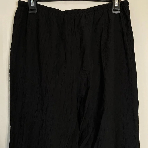 Zara Textured Pants Women's Medium Black Flowy Wide Leg Casual Elastic Waist - Picture 9 of 12